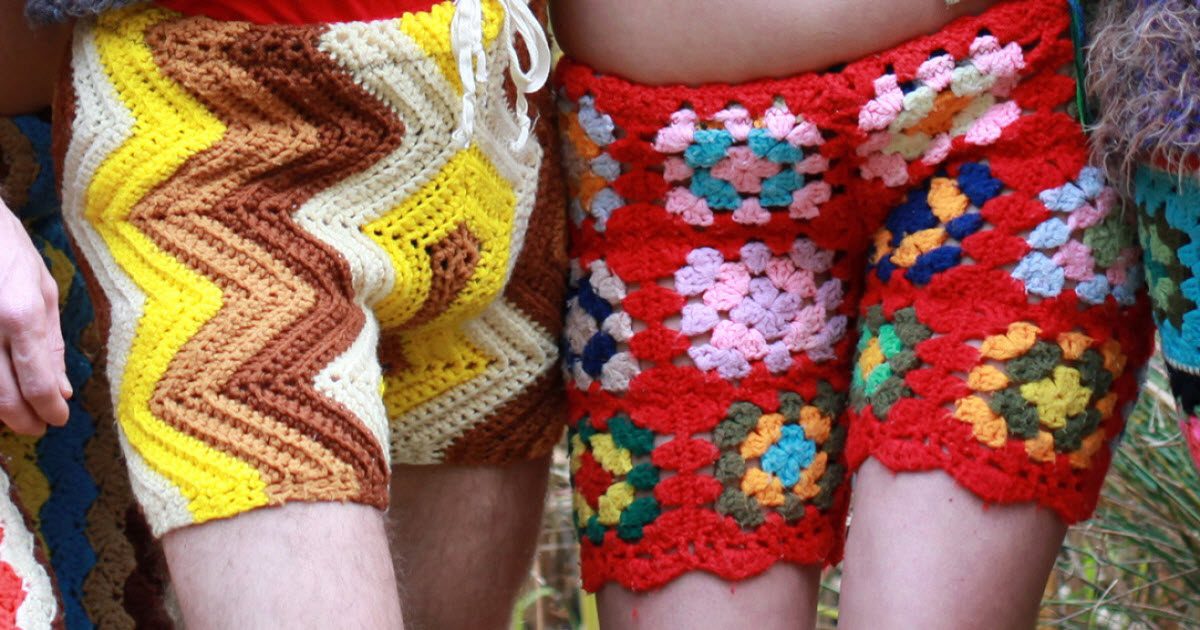 New Fashion Trend For Men Crocheted Shorts Made From Old Blankets