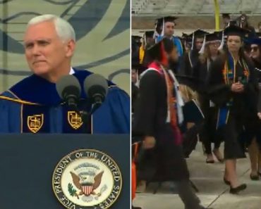 Student Walk Out Of VP Mike Pence Notre Dame Graduation Speech